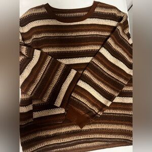Brown Striped Grandpa Sweater